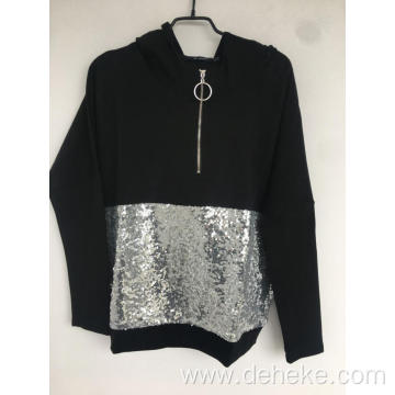 Highly Recommand Knit Sequins Zip Pullover